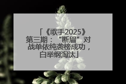 《歌手2025》第三期：“断眉”对战单依纯袭榜成功，白举纲淘汰