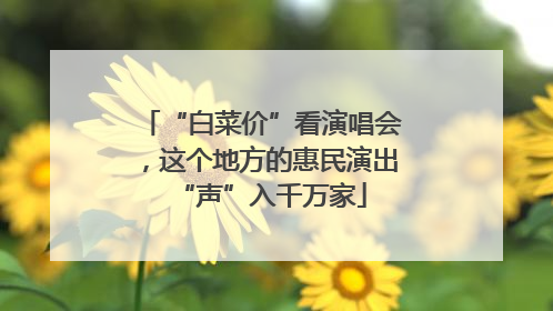 “白菜价”看演唱会，这个地方的惠民演出“声”入千万家