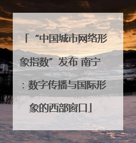 “中国城市网络形象指数”发布 南宁：数字传播与国际形象的西部窗口
