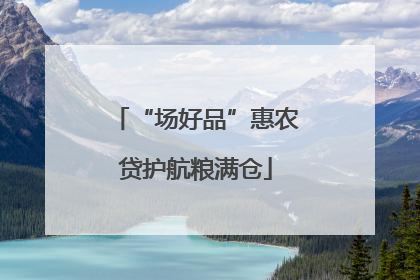 “场好品”惠农贷护航粮满仓