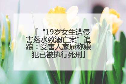 “19岁女生遭侵害落水致溺亡案”追踪：受害人家属称嫌犯已被执行死刑