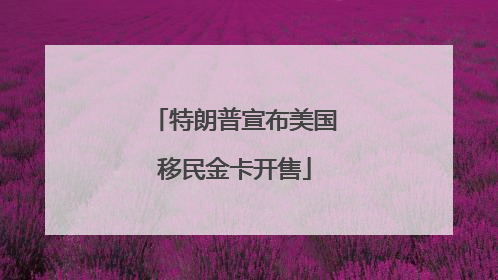 特朗普宣布美国移民金卡开售