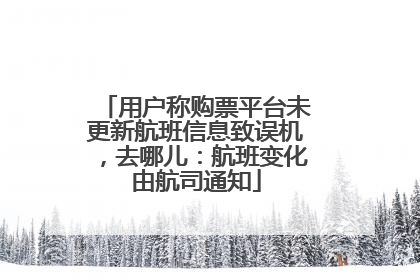 用户称购票平台未更新航班信息致误机，去哪儿：航班变化由航司通知
