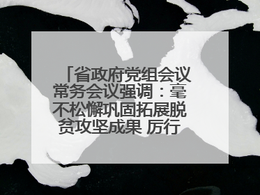 省政府党组会议常务会议强调：毫不松懈巩固拓展脱贫攻坚成果 厉行节约反对浪费弘扬优良作风