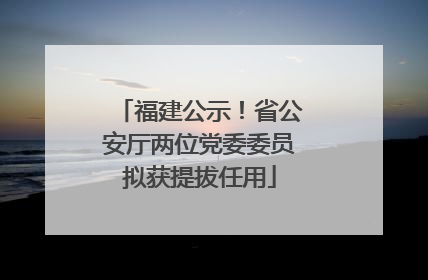 福建公示！省公安厅两位党委委员拟获提拔任用
