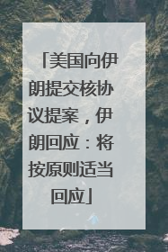 美国向伊朗提交核协议提案，伊朗回应：将按原则适当回应