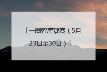 一周智库观察（5月23日至30日）