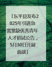 东平县发布2025年引进急需紧缺优秀青年人才初试公告，5月30日开展面谈