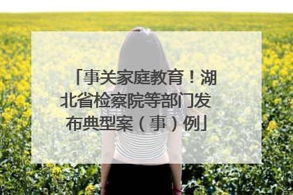 事关家庭教育！湖北省检察院等部门发布典型案（事）例