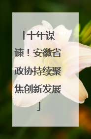 十年谋一谏！安徽省政协持续聚焦创新发展
