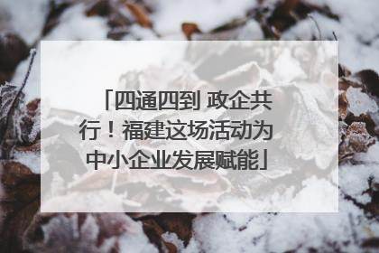 四通四到 政企共行！福建这场活动为中小企业发展赋能