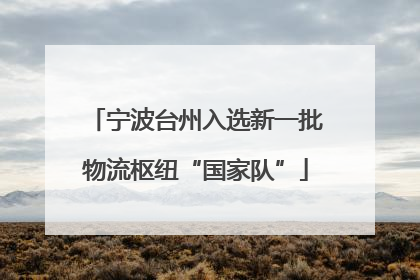 宁波台州入选新一批物流枢纽“国家队”