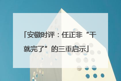 安徽时评：任正非“干就完了”的三重启示