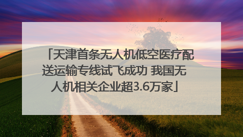 天津首条无人机低空医疗配送运输专线试飞成功 我国无人机相关企业超3.6万家