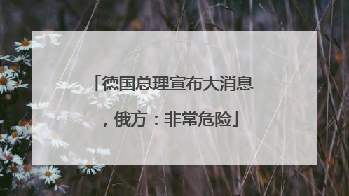 德国总理宣布大消息，俄方：非常危险