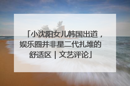 小沈阳女儿韩国出道，娱乐圈并非星二代扎堆的舒适区｜文艺评论
