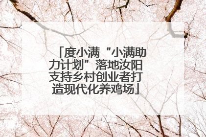 度小满“小满助力计划”落地汝阳支持乡村创业者打造现代化养鸡场