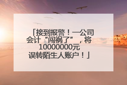 接到报警！一公司会计“闯祸了”，将10000000元误转陌生人账户！