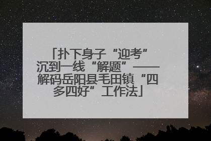 扑下身子“迎考” 沉到一线“解题”——解码岳阳县毛田镇“四多四好”工作法