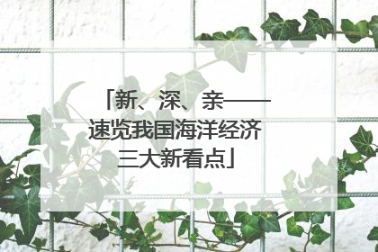 新、深、亲——速览我国海洋经济三大新看点