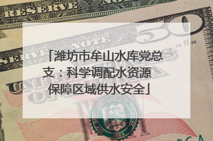 潍坊市牟山水库党总支：科学调配水资源 保障区域供水安全