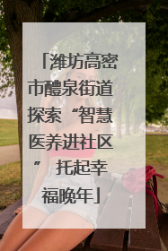 潍坊高密市醴泉街道探索“智慧医养进社区” 托起幸福晚年