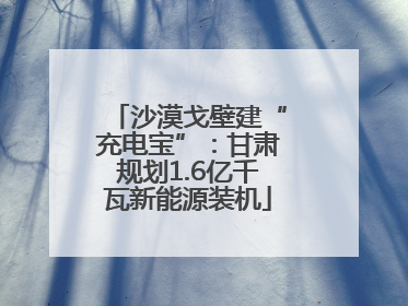沙漠戈壁建“充电宝”：甘肃规划1.6亿千瓦新能源装机