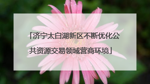 济宁太白湖新区不断优化公共资源交易领域营商环境