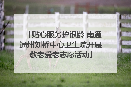贴心服务护银龄 南通通州刘桥中心卫生院开展敬老爱老志愿活动