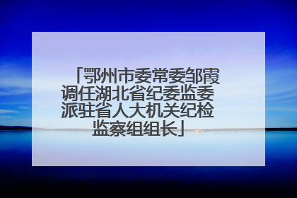 鄂州市委常委邹霞调任湖北省纪委监委派驻省人大机关纪检监察组组长