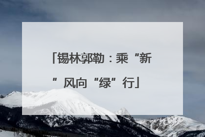 锡林郭勒：乘“新”风向“绿”行