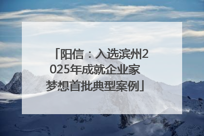 阳信：入选滨州2025年成就企业家梦想首批典型案例