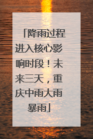 降雨过程进入核心影响时段！未来三天，重庆中雨大雨暴雨