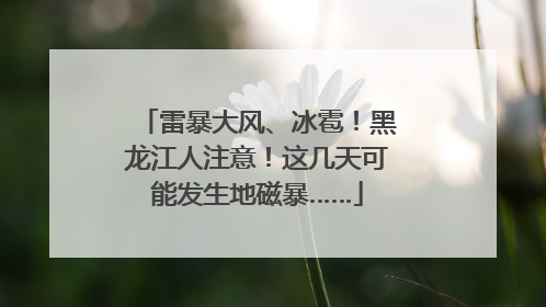 雷暴大风、冰雹！黑龙江人注意！这几天可能发生地磁暴……