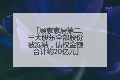 顾家家居第二、三大股东全部股份被冻结，债权金额合计约20亿元