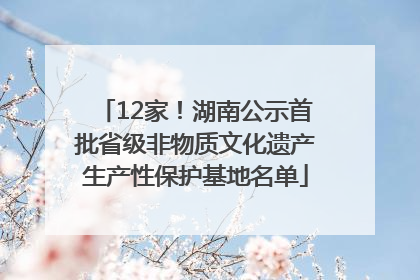12家！湖南公示首批省级非物质文化遗产生产性保护基地名单