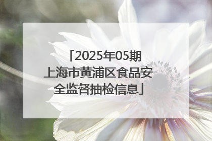 2025年05期上海市黄浦区食品安全监督抽检信息