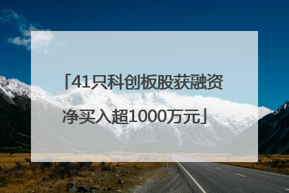 41只科创板股获融资净买入超1000万元